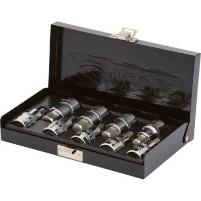 1/2" CHROMEplus Bit socket set hexagon, 9 pcs 4-17mm,short 