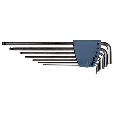 STAINLESS STEEL Hex key set, ball end, e xtra long, 7 pcs 