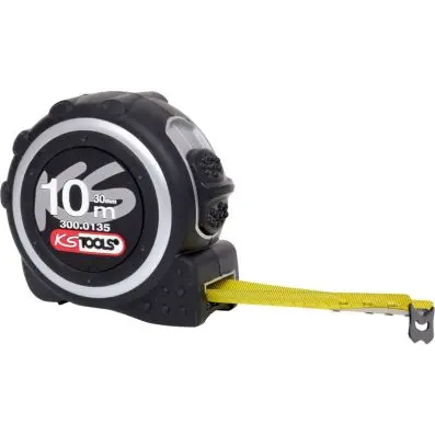 Tape measure with locking device and bel t clip, 10m 