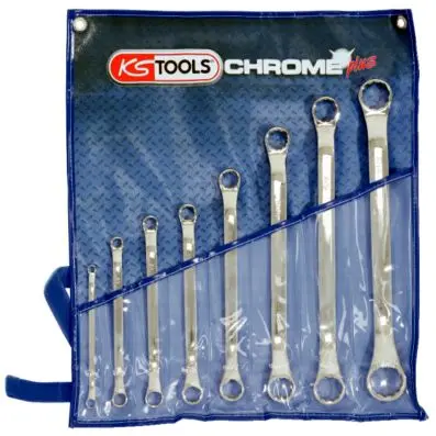 CHROMEplus Double ring spanner set, offs et, 8 pcs 