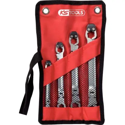 CHROMEplus Ratchet spanner set with revo lving head, 4 pcs 