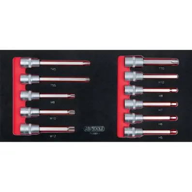 SCS 1/2'' Bit socket set, 11 pcs, 1/3 sy stem insert 
