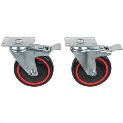 RACINGline set of swivel castors, with r olling and turning brake, incl. screws 