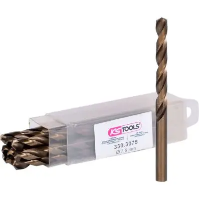 HSS-G Co 5 twist drill, pack of 10, 7,5m m 