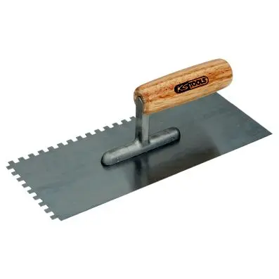 Notched trowel + wooden handle, 10x10mm 