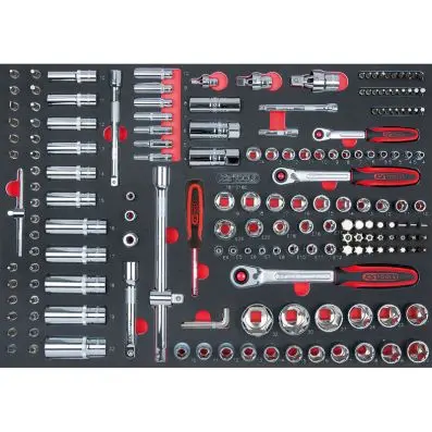 SCS CHROMEplus 1/4"+3/8"+1/2" Socket set , 180 pcs, 1/1 system insert 