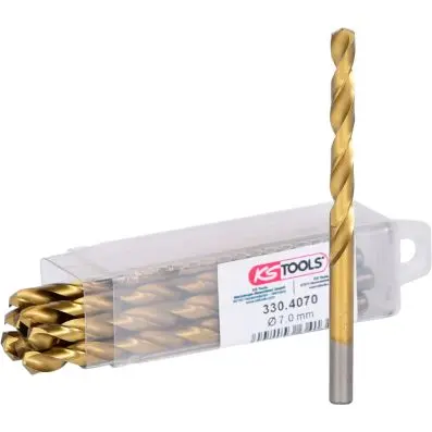 HSS TIN twist drill, pack of 10, 7mm 