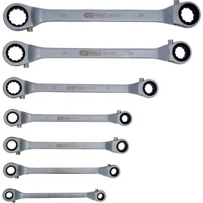 Ratchet ring spanner set, reversing, 7 p cs 