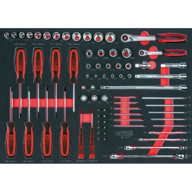 SCS CHROMEplus 1/4"+3/8"+1/2" Socket set , 75 pcs, 1/1 system insert 