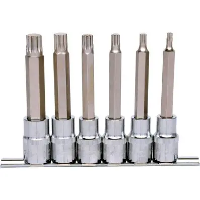 1/2" CHROMEplus Bit socket set spline (X ZN), long, 6 pcs M5-M14 