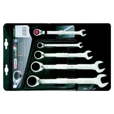 GEARplus Reversing combination ratchetin g spanner set, 5 pcs, 5/16"-3/4" 