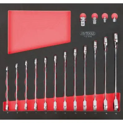 SCS GEARplus ratchet combination spanner set, 16 pcs, 2/3 system insert 