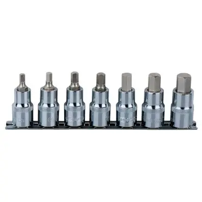 1/2" CHROMEplus Bit socket set hexagon, 7 pcs 5-14mm,short 