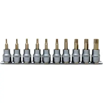 3/8" Bit socket Torx, 10 pcs, T10-T55 