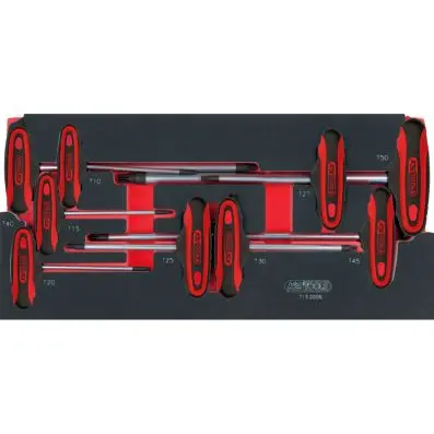 SCS Torx T-handle hex key set, 9 pcs, 1/ 3 system insert 