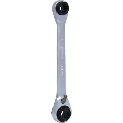 4 in 1 GEARplus reversing double ratchet ring spanner, 5/16"x1/2"+7/16"x3/8" 