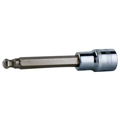 1/2" CHROMEplus Bit socket hexagon with ball end,long,6mm 