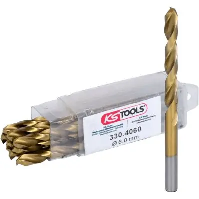 HSS TIN twist drill, pack of 10, 6mm 