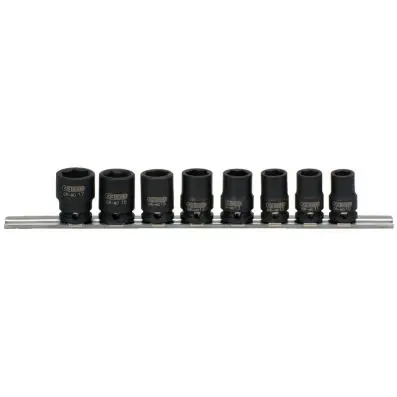 3/8" Hexagon impact socket set, short, 8 pcs 