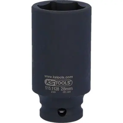 1/2" Hexagon impact socket, deep, 28mm 