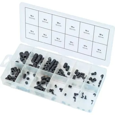 Headless screws assortment, 3x5mm-10x12m m, 160 pcs 