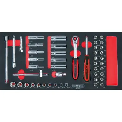 SCS CHROMEplus 1/4" Socket set, 47 pcs, 1/3 system insert 