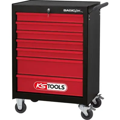 BASICline tool cabinet, with 7 drawers, black/red 