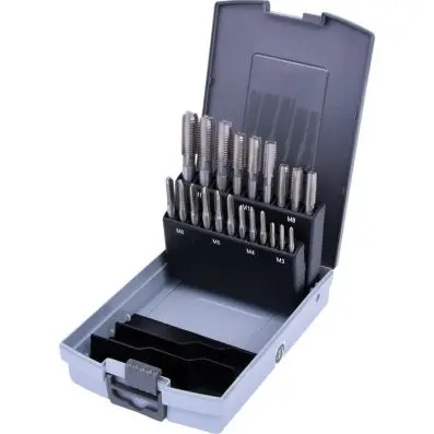 HSS CO hand drill tap set M, in plastic case 21 pcsM3-M12 