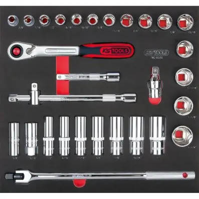 SCS CHROMEplus 1/2" Socket set, 30 pcs, 2/3 system insert 