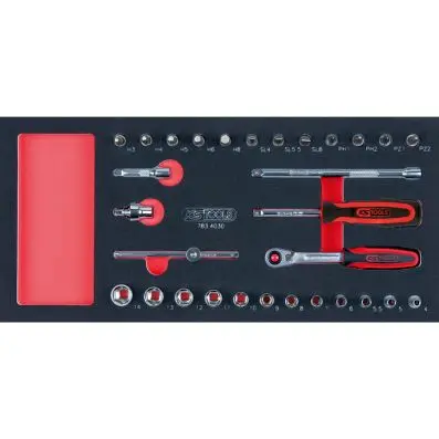 SCS CHROMEplus 1/4" Socket set, 30 pcs, 1/3 system insert 