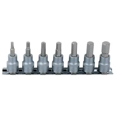 1/4" Bit socket set hexagon, 7 pcs, 2,5- 8mm 