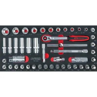 SCS CHROMEplus 3/8" Socket set, 46 pcs, 1/3 system insert 