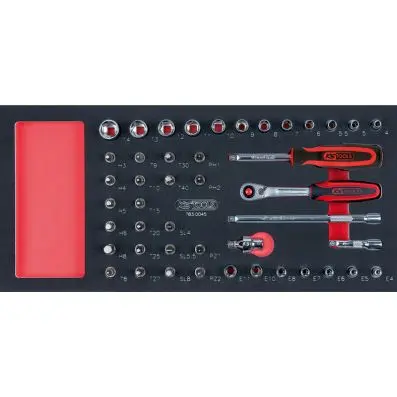 SCS CHROMEplus 1/4" Socket set, 45 pcs, 1/3 system insert 