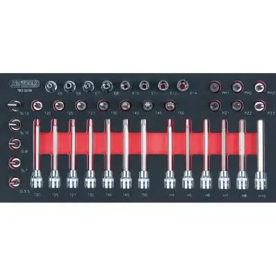 SCS CHROMEplus 3/8" Bit socket set, 39 p cs, 1/3 system insert 