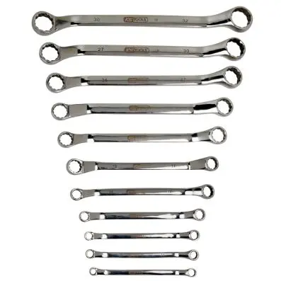 STAINLESS STEEL Ring spanner offset set, 11 pcs 