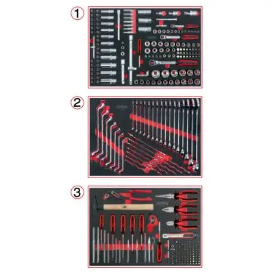 Set of universal system inserts for 3 dr awers with 310 premium tools 