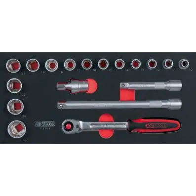 SCS 1/2" Socket set, 18 pcs, 1/3 system insert 
