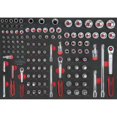 SCS CHROMEplus 1/4"+3/8"+1/2" Socket set , 128 pcs, 1/1 system insert 