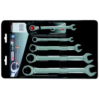 GEARplus Combination ratcheting spanner set, 5 pcs 5/16"-3/4" 
