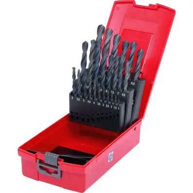 HSS-R Twist drill set in plastic case, 2 5 pcs, 1-13mm 