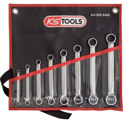ULTIMATEplus Double ring ended spanner s et, straight, 8 pcs 