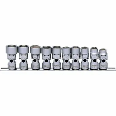 3/8" Hexagonal socket set with flexible joint, 10 pcs10-19mm 