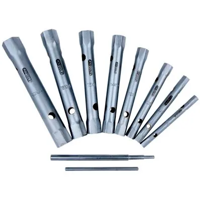 Pipe head spanner set, 10 pcs, 6x7-20x22 mm 