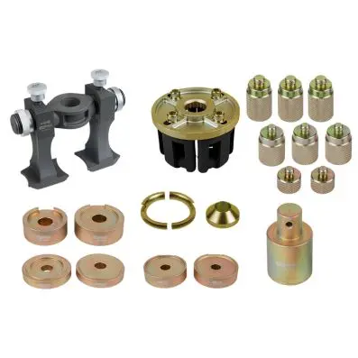 Universal tool set for compact wheel bea ring assembly and disassembly, 33 pcs 