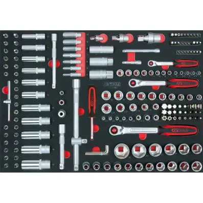 SCS 1/4"+3/8"+1/2" socket set, 180 pcs, 1/1 system insert 