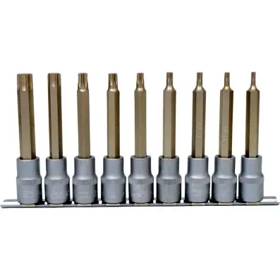 1/2" Bit socket set Torx, long, 9 pcs, T 20-T60 