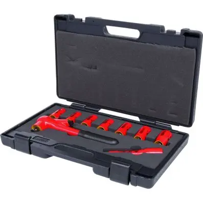 Insulated socket set, 9 pcs, 1/2" 