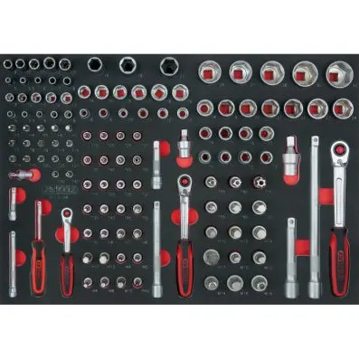 SCS 1/4"+3/8"+1/2" Socket set, 128 pcs, 1/1 system insert 
