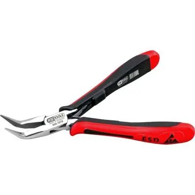 ESD long-nose pliers, curved, without cu t, 155mm 