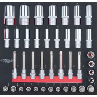 SCS 1/2" Socket set, 40 pcs, 2/3 system insert 